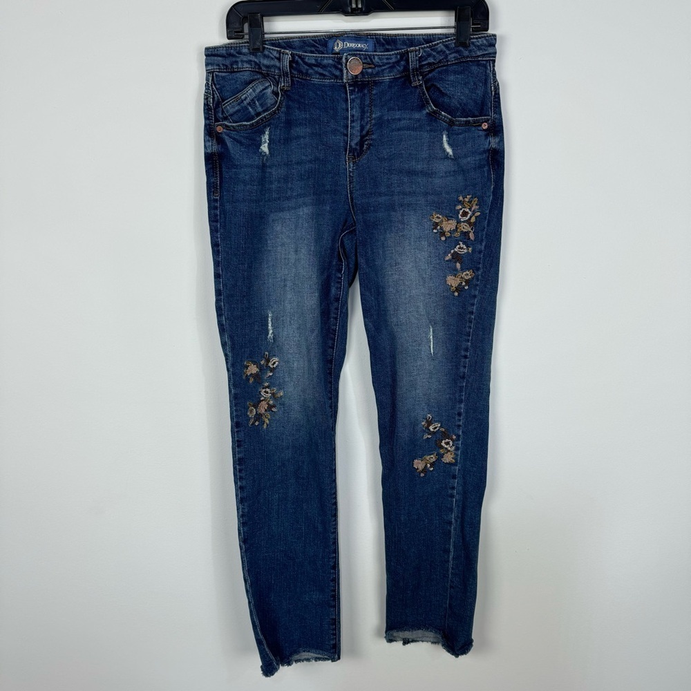 Democracy Flexcellent Floral Embroidered Denim Jeans